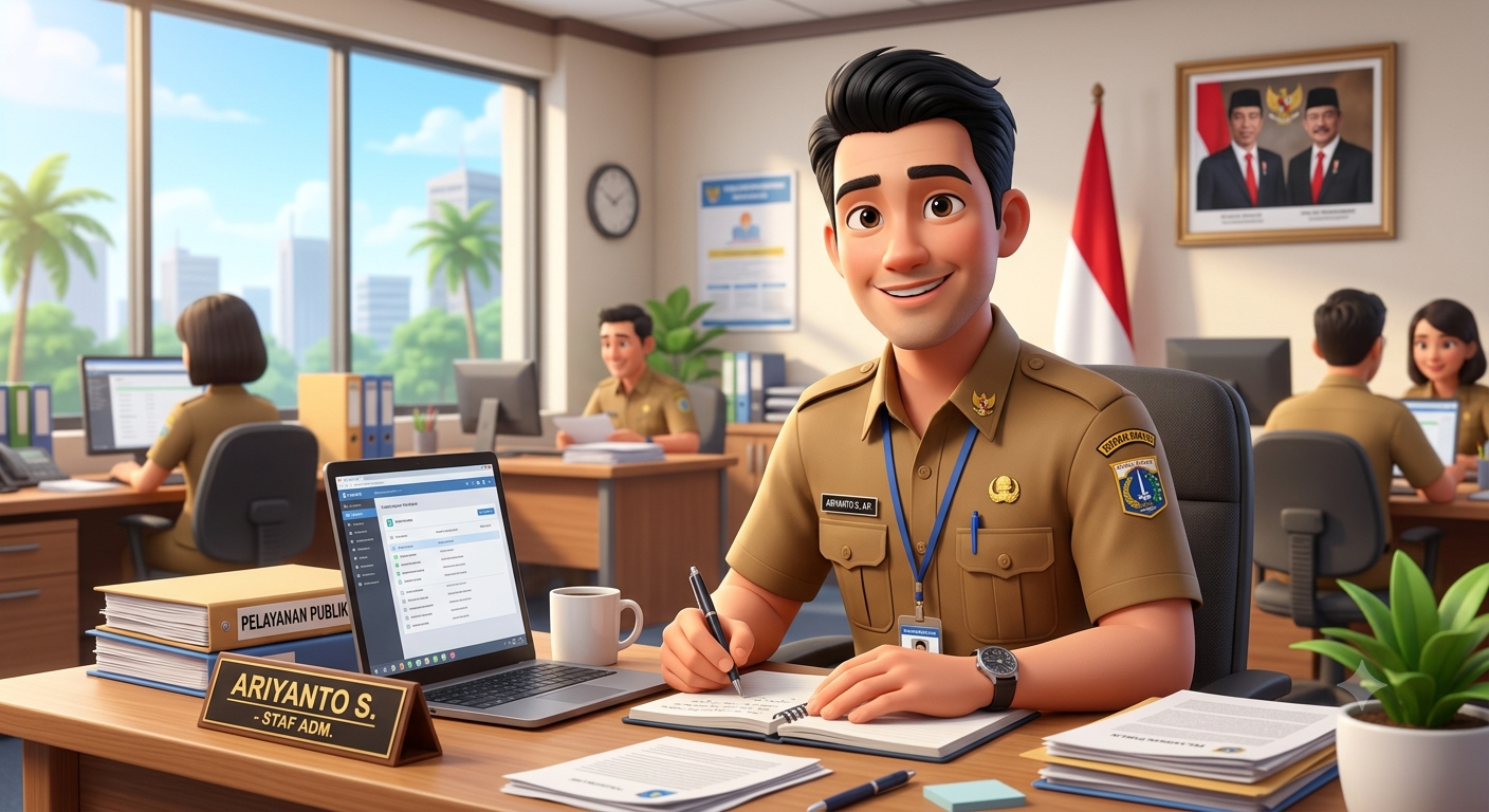 Petugas pelayanan BKPSDM membantu ASN
